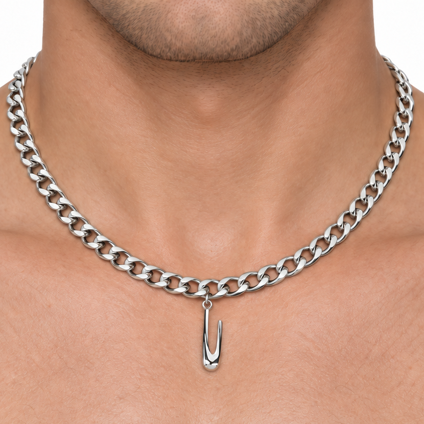 UTIERRE 3D Monogram Cuban Link Necklace